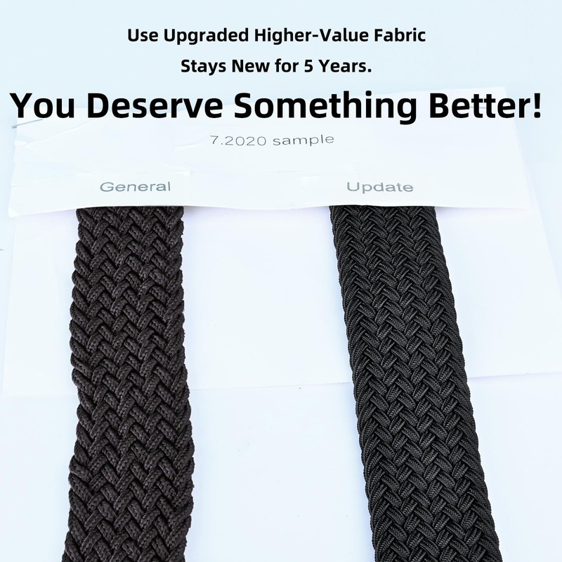 Drizzte Plus Size Mens Belt 170CM Casual Elastic Black Braided