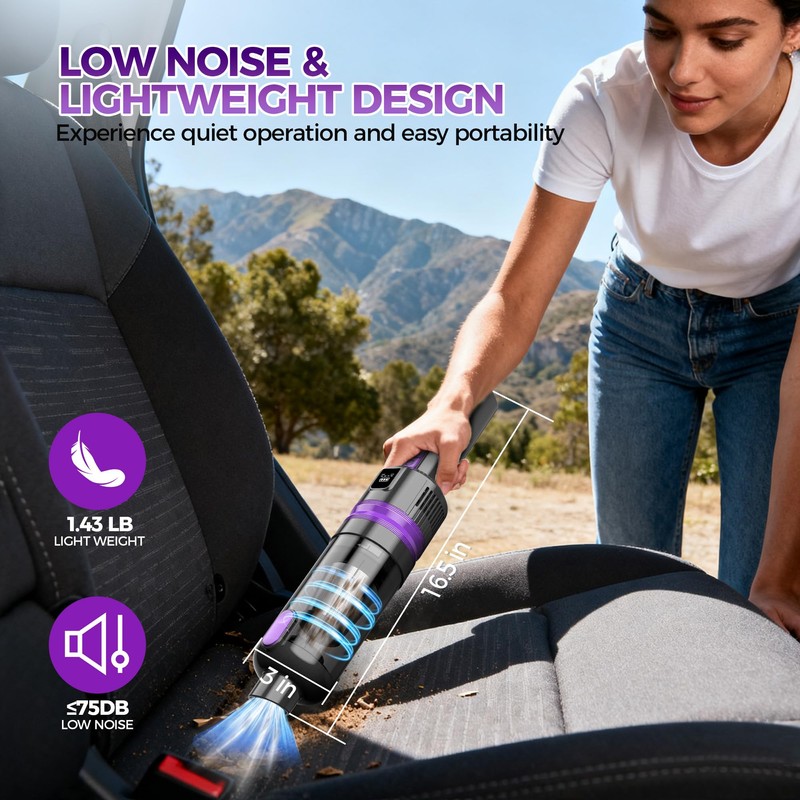 Handheld Vacuum Cordless Rechargeable 2-Speed Modes| 3-in-1 Portable Cordless Vacuum