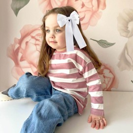 NCMAMA 2Pcs Hair Bows for Girls Hair Clip White Silk Hair Bow Ribbon Hair Accessories for Women Toddlers Infant Teens Kids