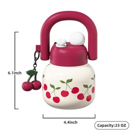 [Sidagar] 23oz Water Bottle – Cute 2-in-1 Lid Design w/ Tea Infuser  | 316L Stainless Steel | Cold/Hot for Hours | Hand Strap & Shoulder Carry | Summer Must-Have for Tea & Iced Drinks dealsforyoudays:_Cherry