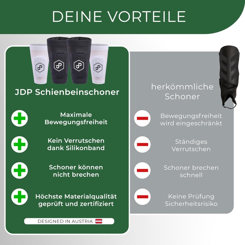 JDP Premium 2-in-1 Shin Pads with Stocking Size S Black