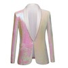PYJTRL Men Stylish Two Color Conversion Shiny Sequins Blazer Suit