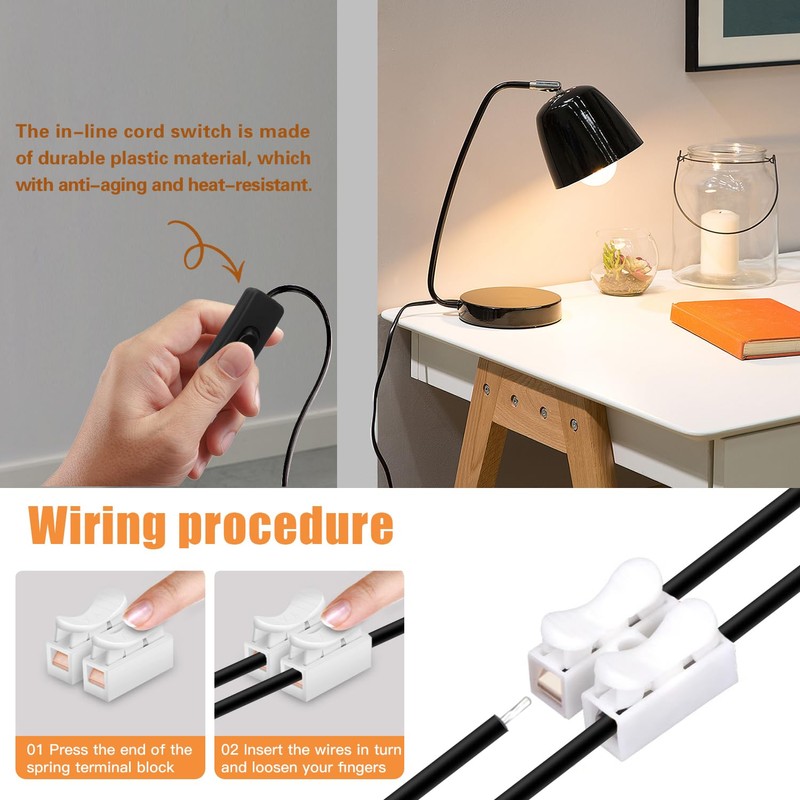 Asjeumt 8FT Lamp Cord with Switch Replacement Lamp Cord Switch