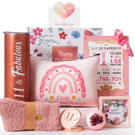 11th Birthday Gifts for Gifts,Unique Gifts Set Ideas for Turning 11 Year Old Girl Pamper Hamper Box,Happy Bday Present Basket Kit for Teen Girl Decorations for Sisters,Daughter,Niece, Granddaughter