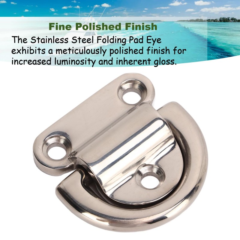 4 Sets Boat D Tie Down, Stainless Steel Folding Pad