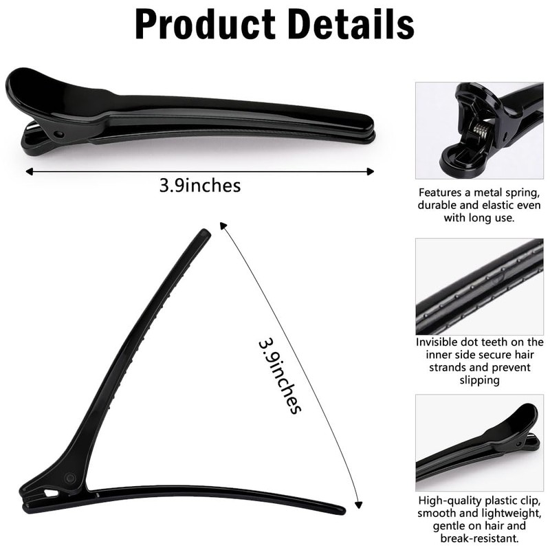 24 Pcs Alligator Hair Clips for Styling, Black Creaseless Hair