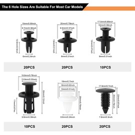 100 Piece Push In Bumper Repair Kit, Universal Car Trim Clips with 5 Removal Tools, Expansion Screws Replacement Kit