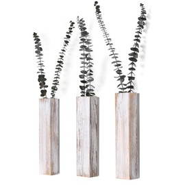 Sawoake Wooden Wall Planter Set of 3 - Modern Home Decor for Living Room, Bedroom, Bathroom - Vintage Finish Planter for Dried Flowers, Faux Greenery, Indoor Plants