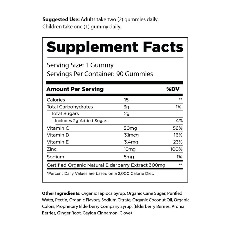 The Elderberry Co. Extra Strength Elderberry Gummies with Vitamins C,