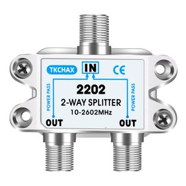 TKCHAX 2 Way Coaxial Cable Splitter,Support 10-2602MHz, RG6 Compatible, Nickel-Plated for Cable Splitter,Work with CATV, Satellite TV,Antenna System and MoCA Configurations