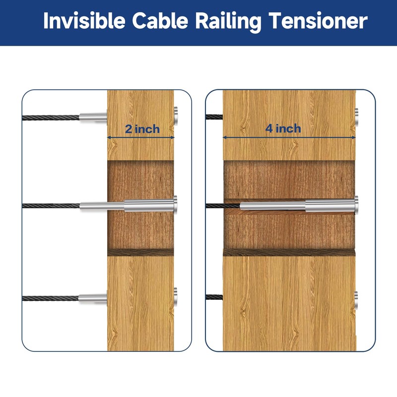 RiaYer 20-Piece 1/8" Stainless Steel Cable Railing Kit - Invisible