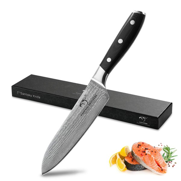 Nanfang Brothers Santoku Knife, VG10K Gold, 67-Layer Damascus Steel, Blade Length: 6.3 inches (16 cm), Sharp, Dishwasher Safe, Vegetables, Meat, Fruits, Multi-functional, For Cooking, Home Use, Commercial Use