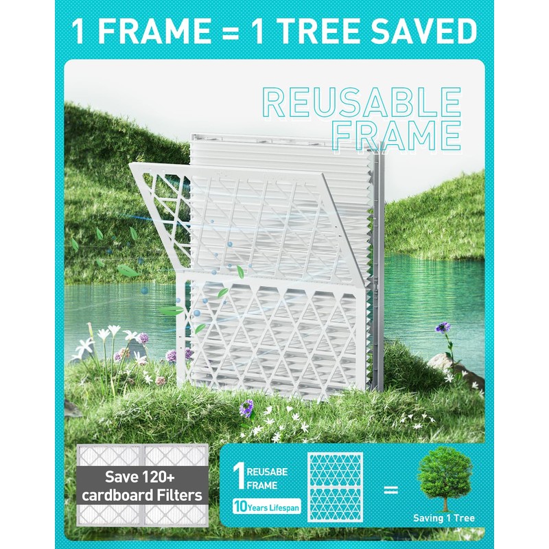 AErovivo 16x25x1 Refillable Air Filter Kit, MERV 8, 1 Reusable