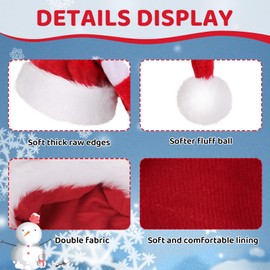 CITÉTOILE Christmas Hat Extended with Stripes, Xmas Hats Adult,Plush Christmas Hat for Men and Women, Santa Clause Hat for Christmas Party, New Year, Holidays, Party Accessories