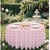 SietDESEO 3 Pack Pink Gingham Tablecloth Round 84 x 84
