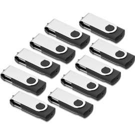 USB Sticks, AreTop 8GB Memory Stick 10 Pack, 2.0 8GB Flash Drive Thumb Drives Pen Drives, Swivel Design, with LED Indicator for Computer/Tablet/Laptop/Car/TV(10 Black With Lanyard)