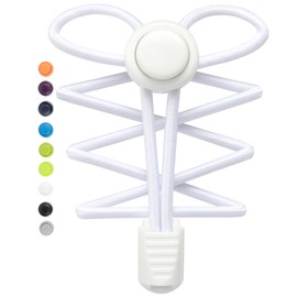 Stepace [2 Pairs] No Tie Elastic Shoe Laces for Adults and Kids - One Size Fit All Solid White