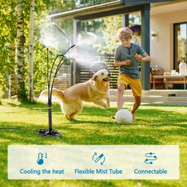 Standing Misters for Outside Patio - Portable Misting System for Cooling Outdoor 26.5Ft Stand Misting Line with 31.5 Inch Height Water Mister for Garden Yard BBQ Party Pool Water Playing Sprinklers