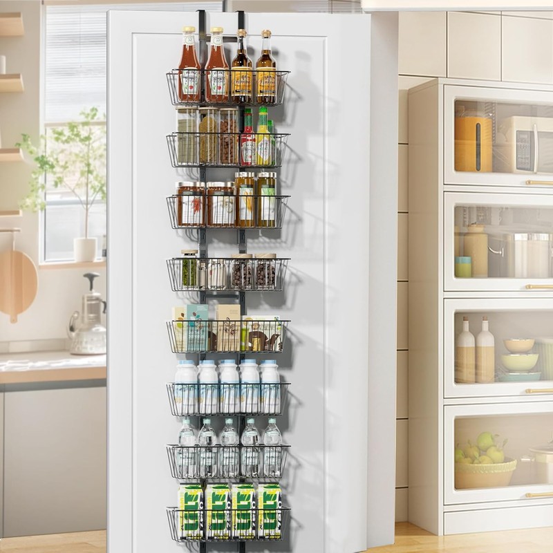 LUXEAR Over the Door Pantry Organizer, 8-Tier Adjustable Over the