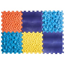 Ortek Massage Orthopedic Puzzle Floor Mat for Kids Flat Feet Prevention Sea Theme 6 Elements,Red, Blue, Yellow, Green