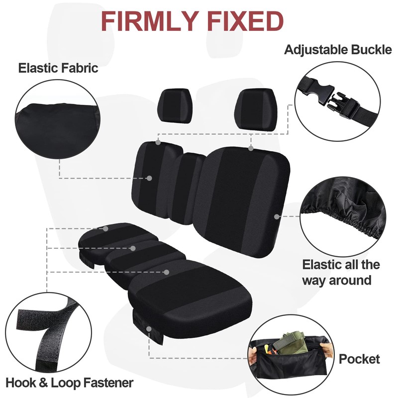 StarknightMT UTV Defender Seat Cover, Waterproof Dustproof Seat Covers Black