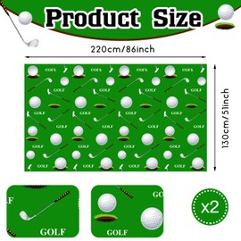 Golf Tablecloth Golf Party Decorations Golf Themed Party Supplies Rectangle Plastic Disposable Golf Table Cover Golf Decorations for Birthday Party Picnic Sport Events, 86 x 51 Inch (2 Piece)