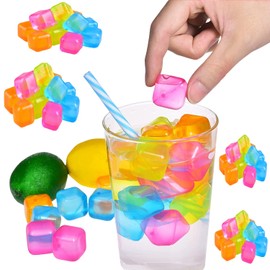 54-Pack Multi-Color Reusable Ice Cubes 1" Square - Quick Freeze, BPA-Free, Non-Diluting for Cocktails, Drinks & More