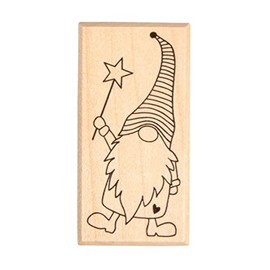 Rayher Wooden Stamp "Gnome Elton", 3 x 6 cm, Christmas Stamp, for Designing Cards, Envelopes, Gifts, Butterer Stamp, 29240000