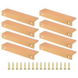 PATIKIL Montage Finger Edge Pull, 8er Pack 120mm/4,72" Aluminiumlegierung Verdeckter Griff Schrankkanten-Ziehgriffe mit Schrauben für Zuhause Küchenmöbel Tür Schublade, Gold