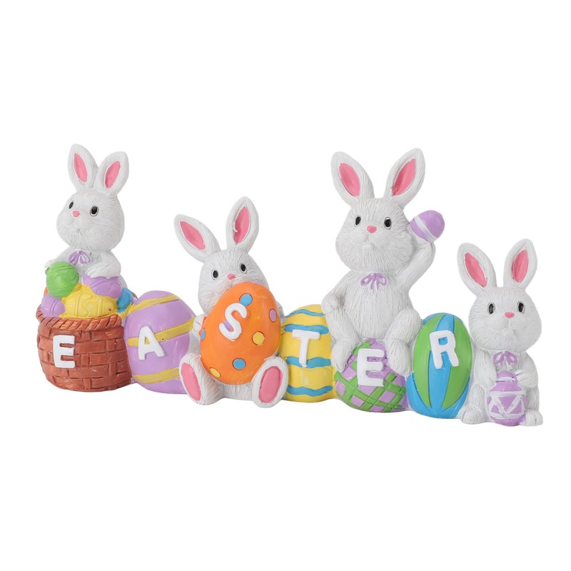 Easter Rabbit Decoration Multipurpose Vivid Cute Hand Painted Resin Rabbit