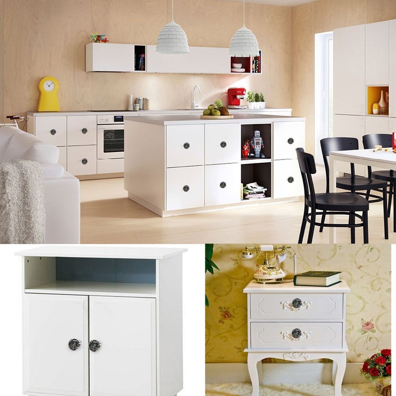 Tencro 8pcs 30 mm Diamond Shaped Luxury Crystal Knobs Glass