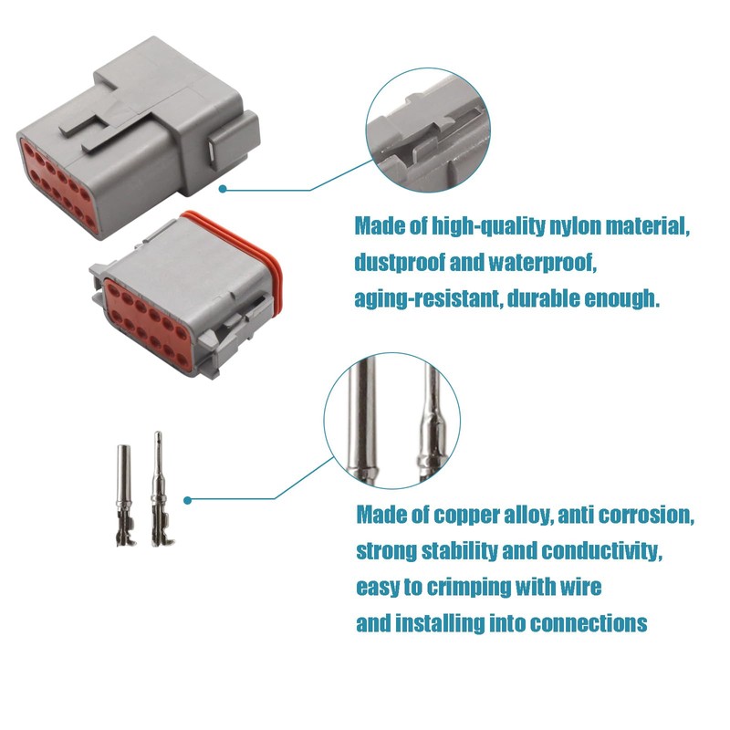 SanilParts 3 Sets 12 Pin Way DT Series Connector, DT04-12P