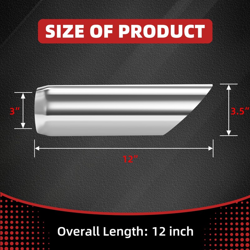 LCGP 3" Inlet Exhaust Tips, 3" Inlet x 3.5" Outlet