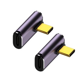 YUNKOZAND USB C 90 Degree Adapter,USB C Right Angle Adapter with 40 Gbps PD 240W 8K@60hz Video Charge,Compatible for MacBook Pro/Air,Steam Deck,Switch,VR and More Type C Devices (C-2 Pack)