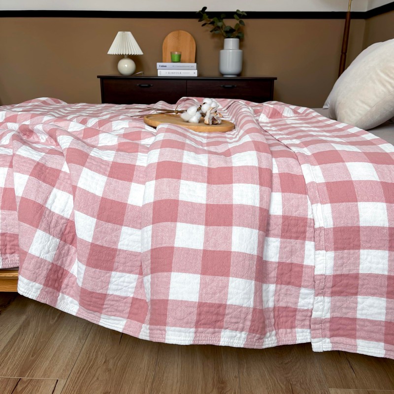 youlanhome Cotton Throw Blanket - 60"x80" Plaid Checkered Pattern, Soft