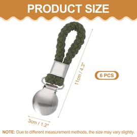 sourcing map 6 Pcs Tea Towel Clips with Cotton Loop for Hanging, 4.3 Inch Metal Towel Hooks Multipurpose Cloth Hangers for Home Kitchen Bathroom, Green(Round)