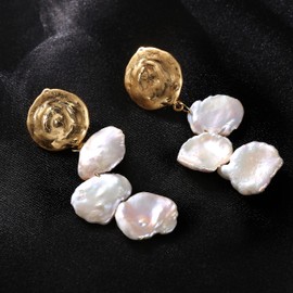 Amuahua Fashion long natural freshwater shaped Pearl Earrings