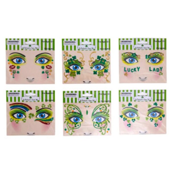 St Patrick's Day Tattoos - Temporary Glitter Face Art | Embellishments Costume for Parade Party School | Over 125 Pieces