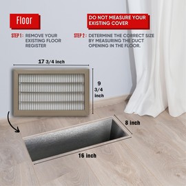 Fits 8x16 and 16x8 Duct Opening | Return Air Floor Grille by Handua | Walkable Vent Cover Grill for Floor | Brown | Heavy Duty Fixed Blades | Outer Dimensions: 9.75"W X 17.75"H