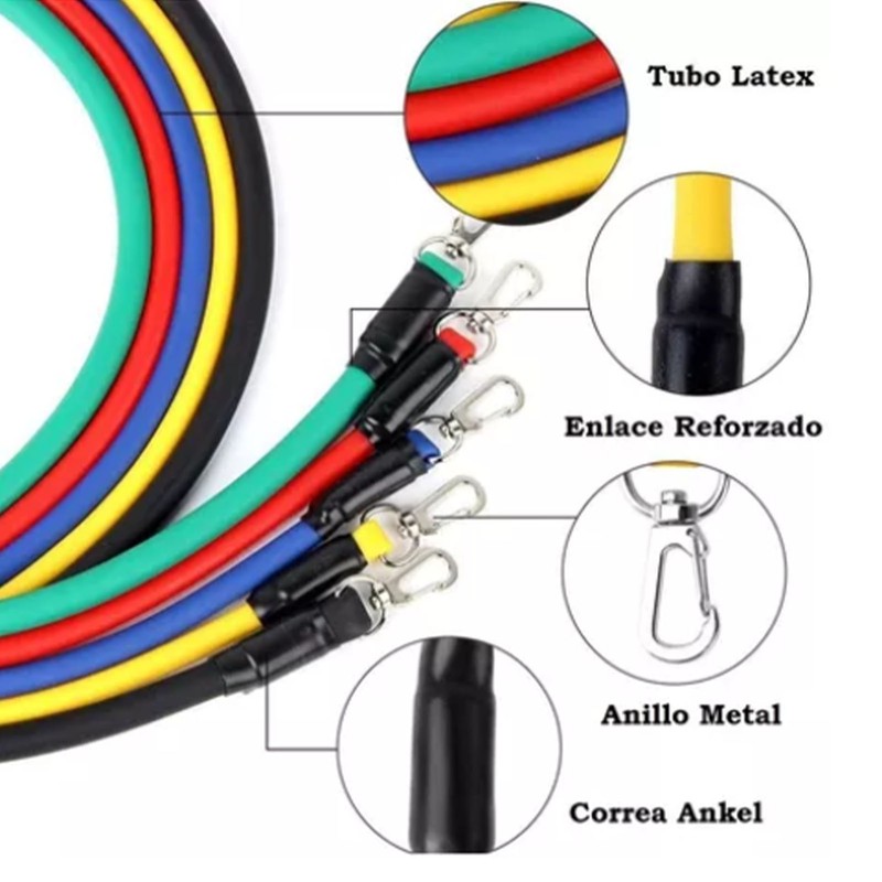 16PCS Exercise Tube Band 5 Colors TPE Stretchy Stackable Resistance