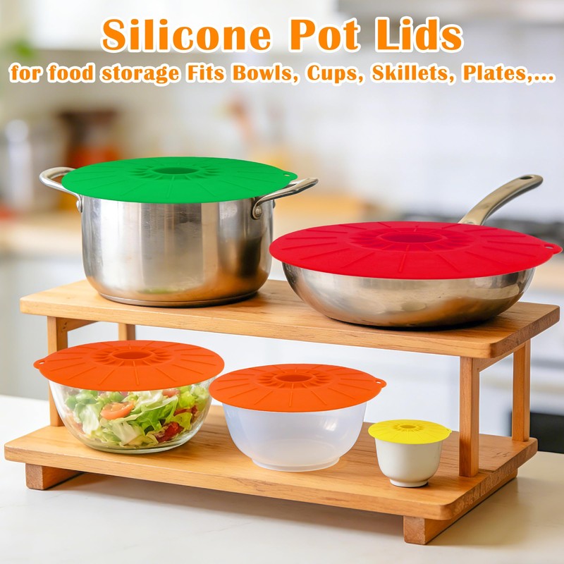 Puideon 7 Pack Silicone Lids,Silicone Pot Lids,Silicone Lids for Pans,5