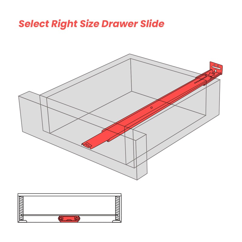 homdiy 2 Pcs Bottom Mount Centered Drawer Slides for Cabinet