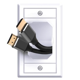 Fosmon Recessed Low Voltage Cable Plate 1 Gang, in Wall Cable Management Kit, Single Gang Cable Pass Through Plates TV Cord Hider for Wall Mounted TV- White