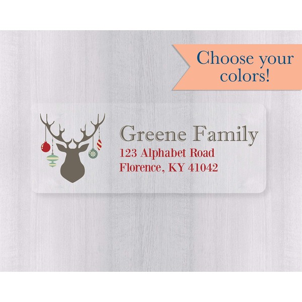60ct - Christmas Address Labels, Clear Transparent Return Address Labels,
