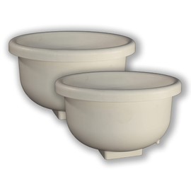 H&L Group Flower Planter for 4x4 Vinyl Post - Set of 2-13” Round Lightweight Durable Deck Planters - Made in USA (White)