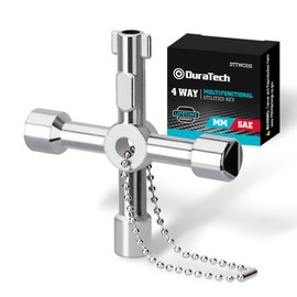 DURATECH 4 Way Utility Key, Multi-functional Water Key, 1-Pack, for Valve, Faucet, and Spigots