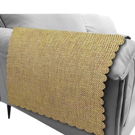 HAPLIFEZ Sofa Arm Covers, Non Slip Washable Couch Armrest Protectors Set of 2 - Linen Fabric Pet Proof Furniture Covers for Recliner, Sectional, L Shaped Couches, 18x24 Inch, Wavy Border, Khaki