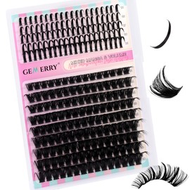 GEMERRY Eyelash Extensions Spikes DIY Cluster Eyelashes D Curl Individual Eyelash Extensions 80D Individual Eyelash Extension Volume Eyelashes at Home (Manga-100D)