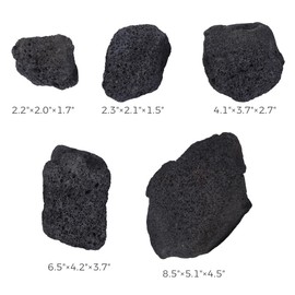 FISCAPE 5 PCS 2-8'' Large Natural Black Lava Rock for Aquarium, Volcanic Rock for Fish Tank