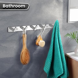 Maxzwell Wall Mount Coat Rack with 5 Chrome Hooks – Heavy-Duty Stainless Steel Hook Rail for Kitchen, Bathroom, Bedroom – Organizer & Towel Hanger (Pack of 2)